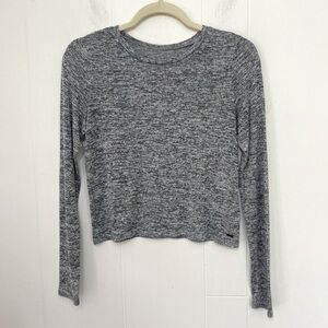 Hollister Long Sleeve Crop Top Must Have Collection Black Heathered ~ Size M